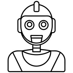 AI Robot Head Line Art Drawing