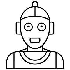 AI Robot Head Line Art Drawing