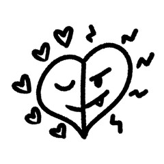 bad and good heart png doodle handwrite cartoon kid element