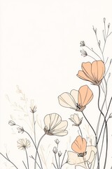 Simple illustration showing flowers with stems and minimalistic style