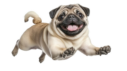 Obraz premium Happy Pug in Mid-Air