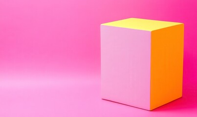 Abstract geometric cube on bright pink background showcasing vibrant colors for creative projects, advertising, and modern artistic expressions