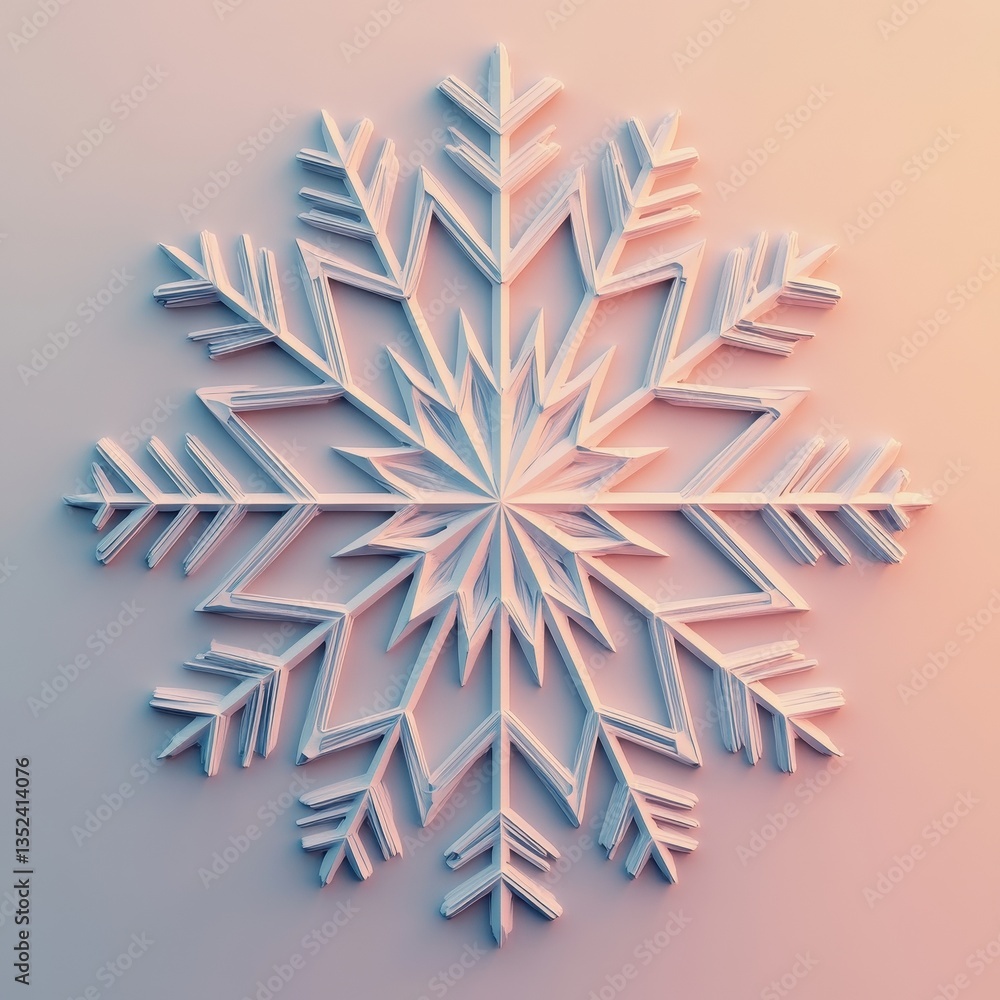Poster a detailed and artistic rendering of a single snowflake design