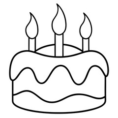 Cake with Candles Line Art Drawing