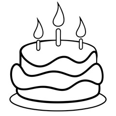 Cake with Candles Line Art Drawing
