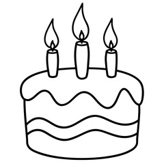 Cake with Candles Line Art Drawing