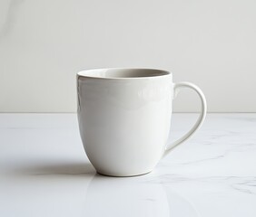 Obraz premium Empty white mug on a marble surface