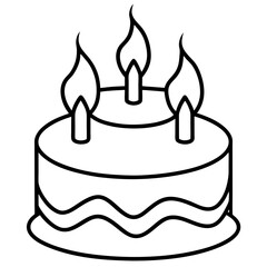 Cake with Candles Line Art Drawing