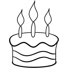 Cake with Candles Line Art Drawing