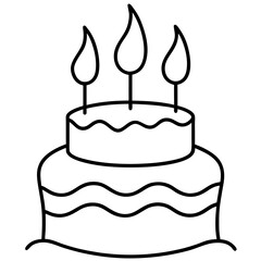 Cake with Candles Line Art Drawing