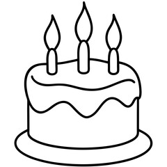 Cake with Candles Line Art Drawing