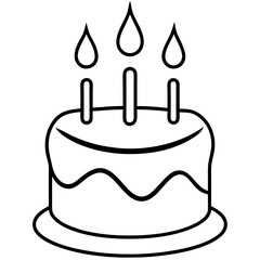 Cake with Candles Line Art Drawing