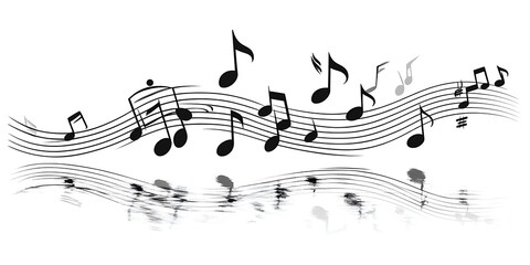 Musical notes flowing water.