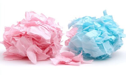 Obraz premium Colorful Crumpled Tissue Paper in Pink and Blue, Creative Background, Abstract Design, Soft Textures for Crafts, Decor, and Design Projects