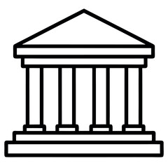 Fototapeta premium Minimalist Line Art Icon of a Bank Building with Columns – Financial Institution Symbol