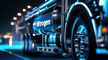 Obraz premium Nitrogen Tanker Truck at Night