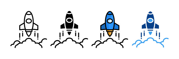 Rocket Ship  Icon Set Multiple Style Collection