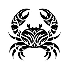 Tribal Crab Silhouette Vector – Raised Claws & Symmetrical Legs Marine Design
