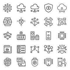 Technology icon set vector art black and white