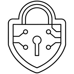 Cyber Security Lock Line Art Drawing
