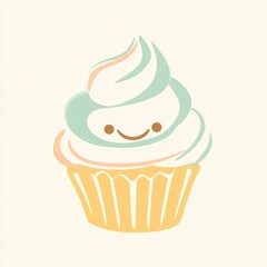 Adorable Pastel Cupcake Illustration