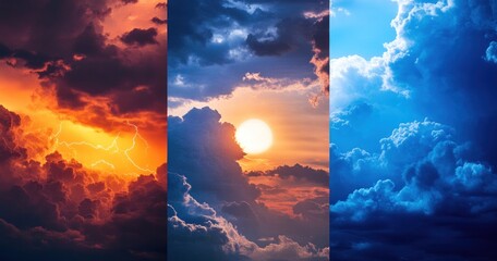 A vibrant display of diverse cloud formations across the skies