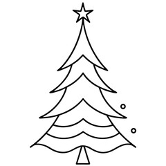 Christmas Tree Line Art Drawing
