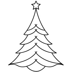 Christmas Tree Line Art Drawing