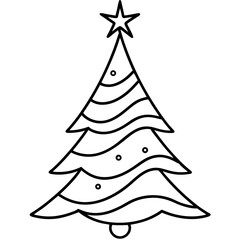 Christmas Tree Line Art Drawing