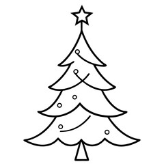 Christmas Tree Line Art Drawing