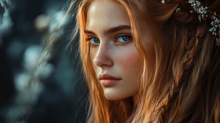Fototapeta premium A beautiful woman with braided hair