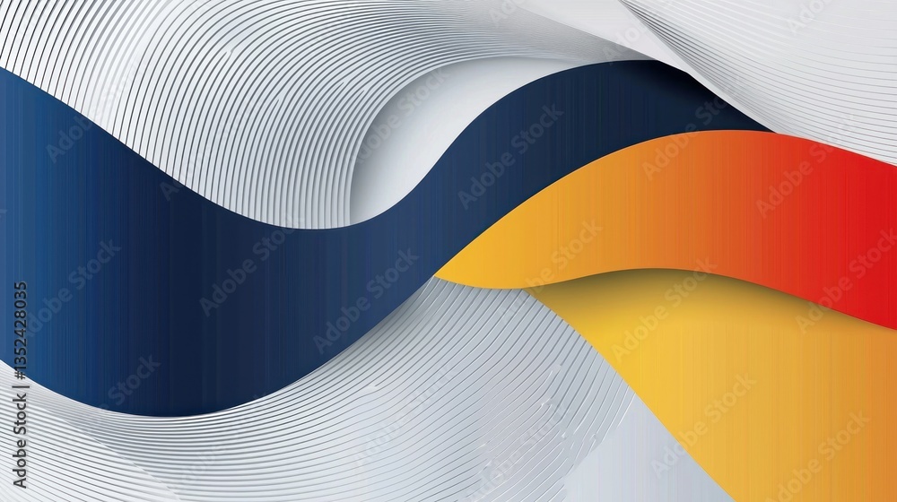Poster abstract wavy design with color ribbons, background with lines. possible use presentation background