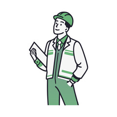 Man in Work Clothes - Vector Illustration, Cartoon Clipart & Line Art Design for Print3.eps