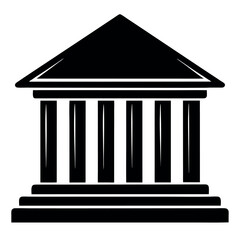 Bank Building Silhouette Vector Icon &ndash; Financial Institution, Investment & Savings Concept