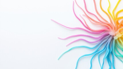 Colorful abstract design with flowing lines on a white background