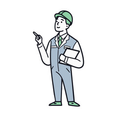 Man in Work Clothes - Vector Illustration, Cartoon Clipart & Line Art Design for Print.eps