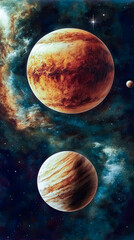 Obraz premium Imagining interstellar worlds untouched by the warmth of stars drifting in the cosmic void