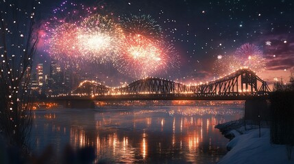 Spectacular fireworks illuminate Ottawa's cityscape and Alexandra Bridge