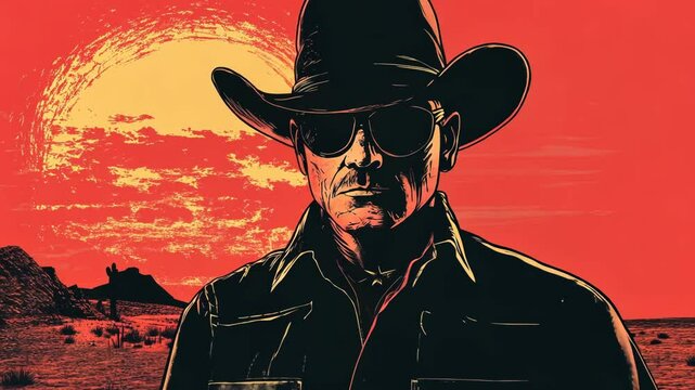 Wild West Cowboy Animation Vector Illustration with Gunfight and Outlaw Theme