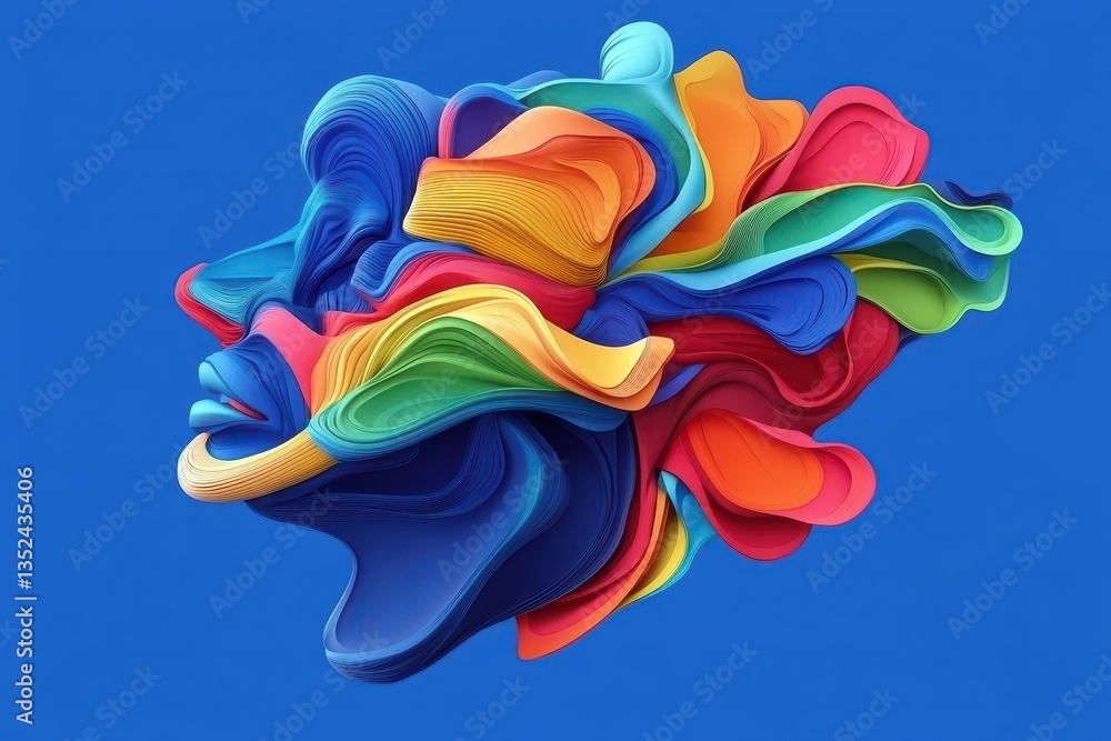 Poster abstract colorful sculpture displaying smooth curves and varied formations