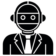 Professional Black Silhouette Vector Icon of a Robot – Technology & Innovation Symbol.