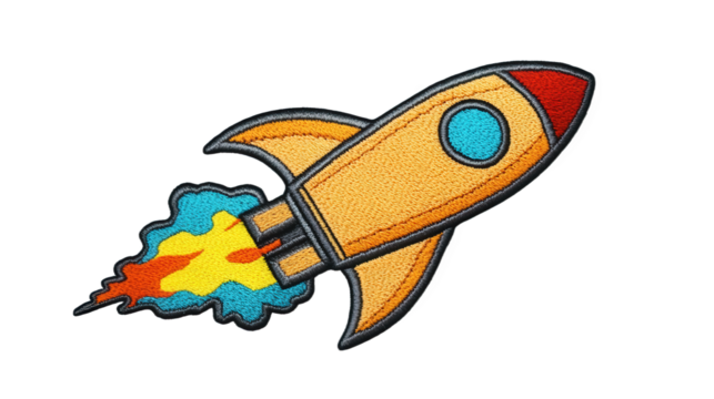 cartoon rocket isolated on white