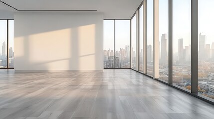 Empty modern office with city view
