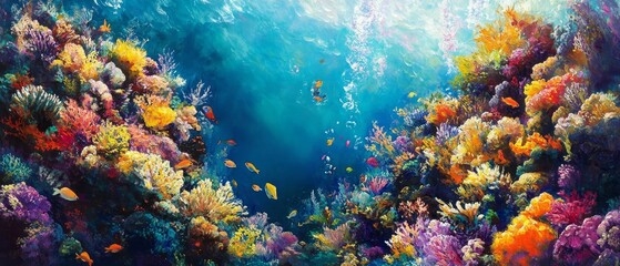 Obraz premium Vibrant coral reef teeming with aquatic life