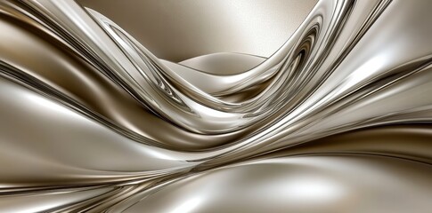 Artistic Abstract Composition Featuring Flowing Metallic Curving Forms
