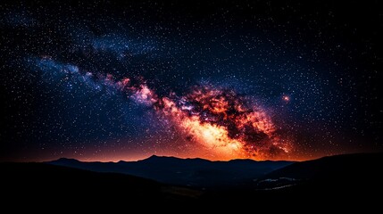 Fototapeta premium Milky Way Galaxy Night Sky Mountains Landscape