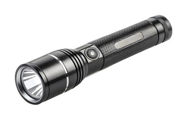 Compact LED Flashlight with Buttons on Plain Surface.