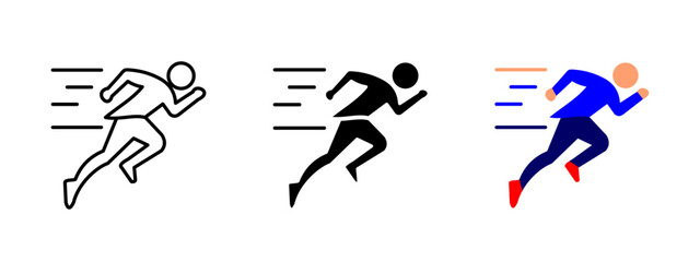 Runner icon. Sprinting athlete vector illustration. Dynamic motion and speed symbol for sports, competition and training. Fitness and agility pictogram.
