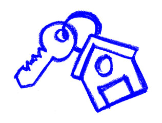 House Key Crayon Chalk Drawing Vector