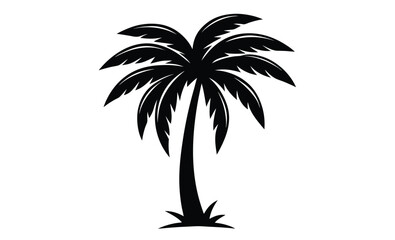Obraz premium Palm tree silhouettes with tropical leaves vector